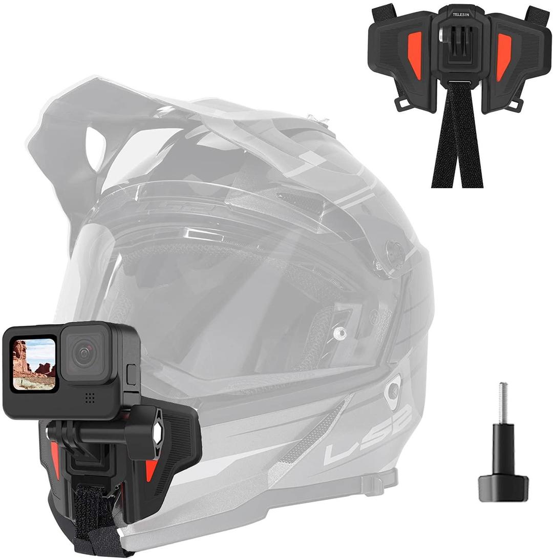 TELESIN Upgraded Motorcycle Helmet Chin Mount For GoPro Insta360 DJI Osmo (Orange), 21070602