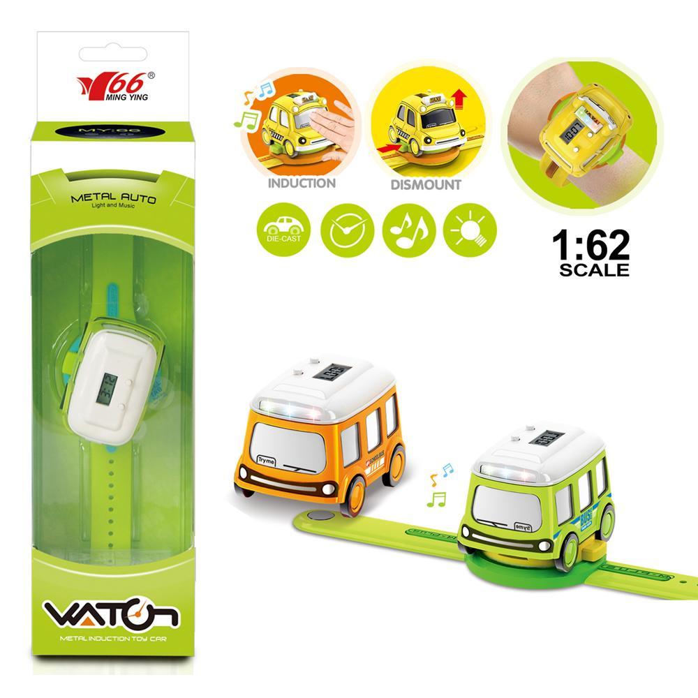 1:62 Alloy Watch Q Bus Car Interactive Induction with Light Music - Assorted Color