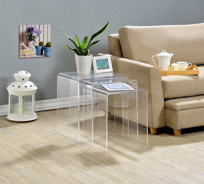 Acrylic Nesting Coffee Table - Portable & Modern Table Set