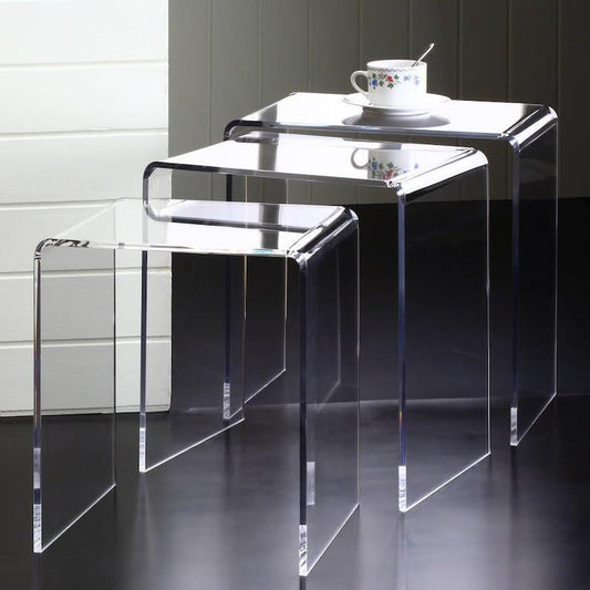 Acrylic Nesting Coffee Table - Portable & Modern Table Set