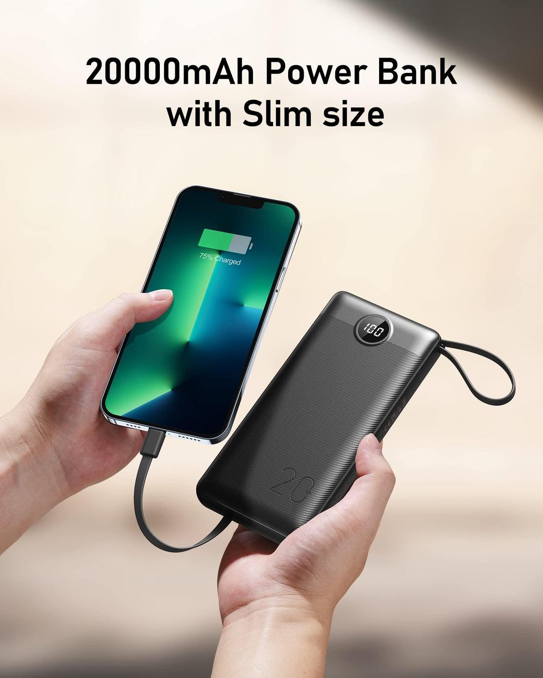 Power Bank with Built-In Cables